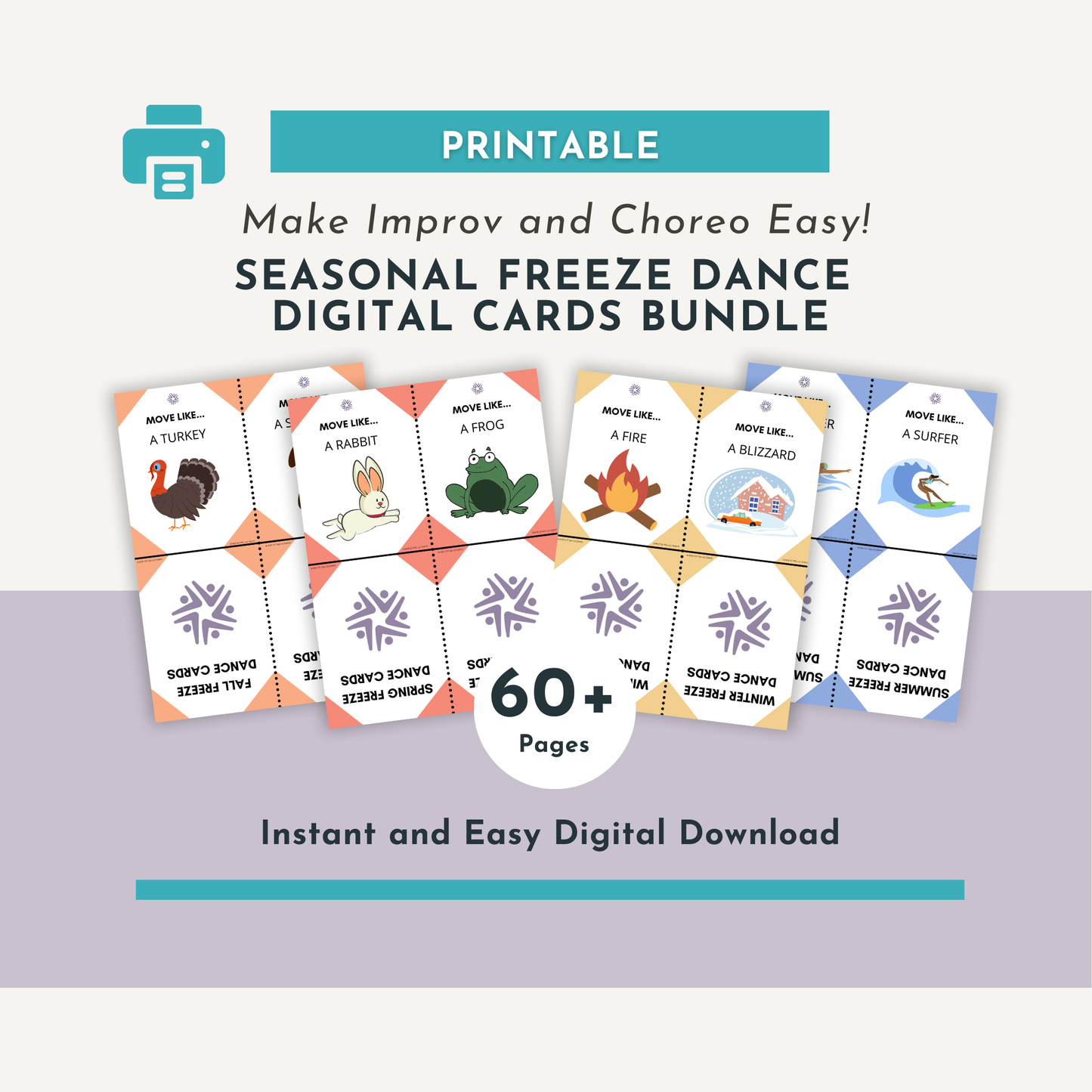Seasonal Freeze Dance Cards Bundle