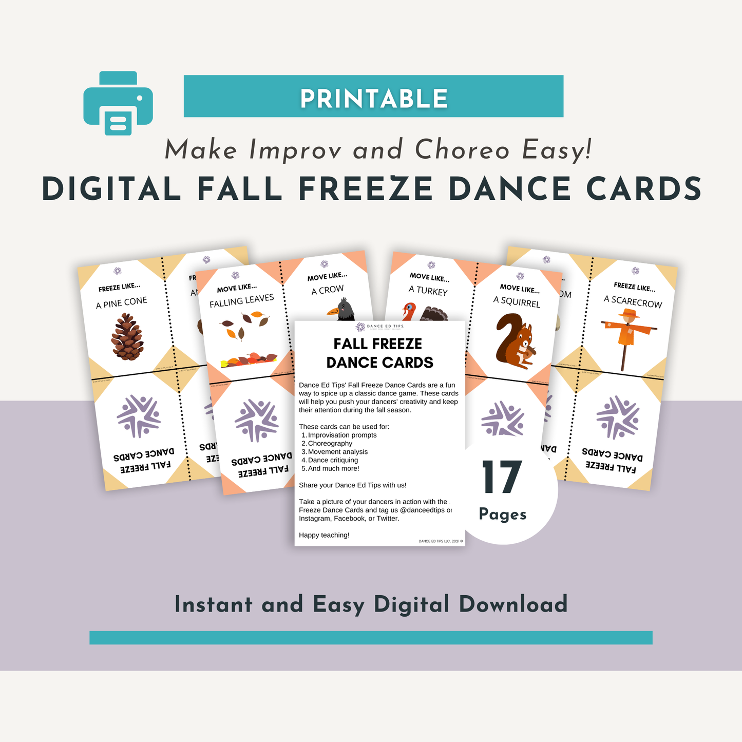 Fall Freeze Dance Cards
