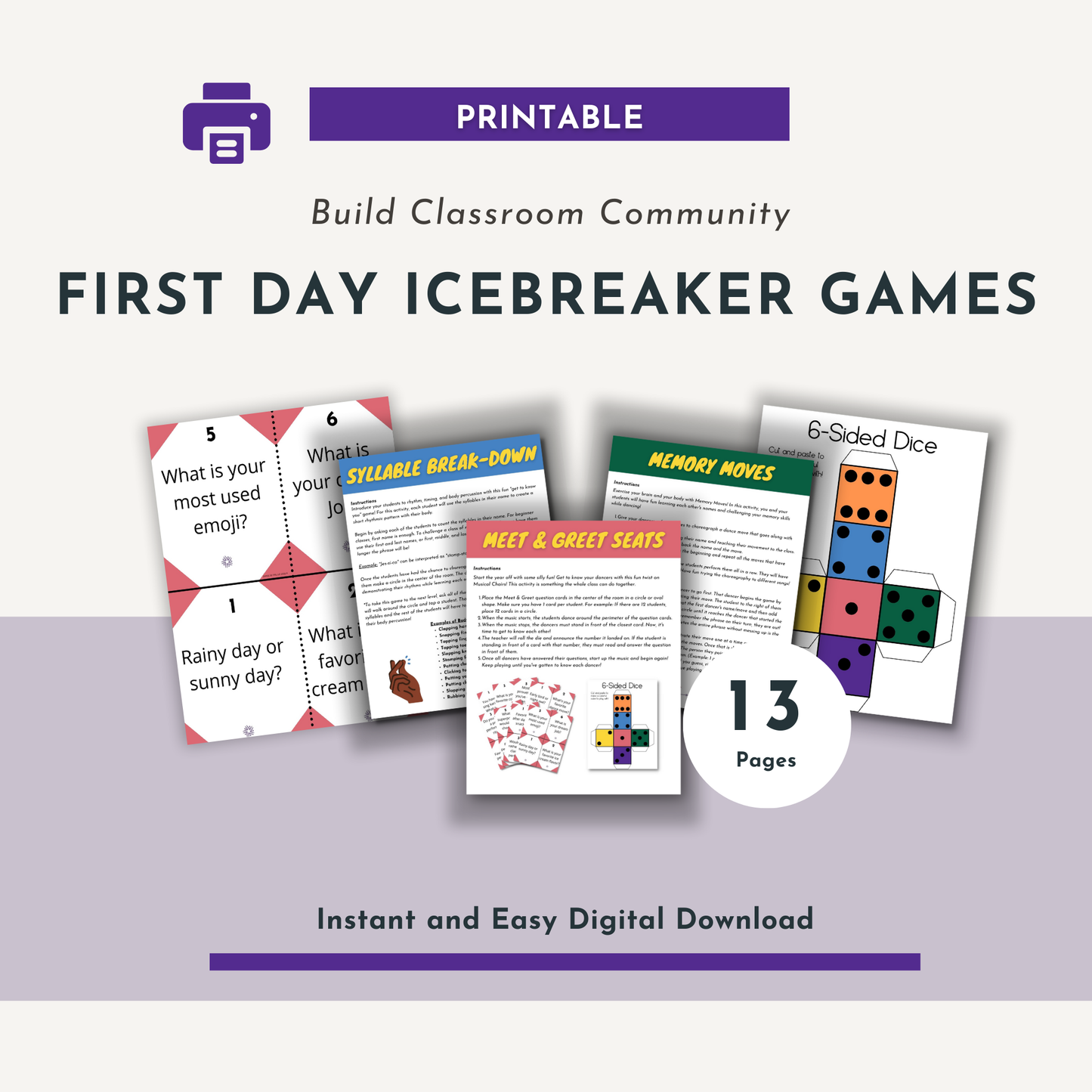 First Day Icebreaker Games Packet