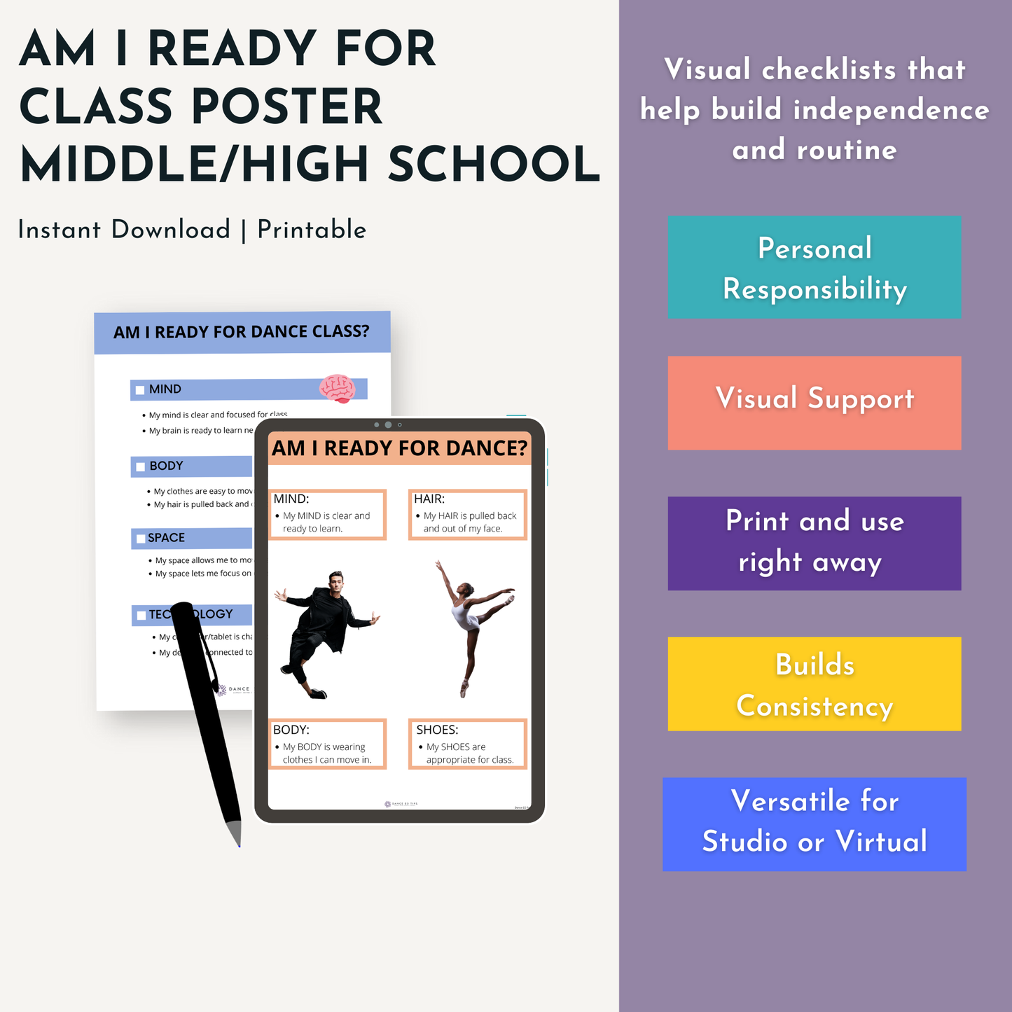 Am I Ready for Class Posters for Middle And High School