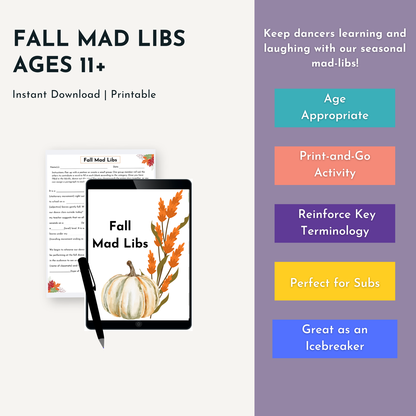 Fall Mad Libs for Ages 11+