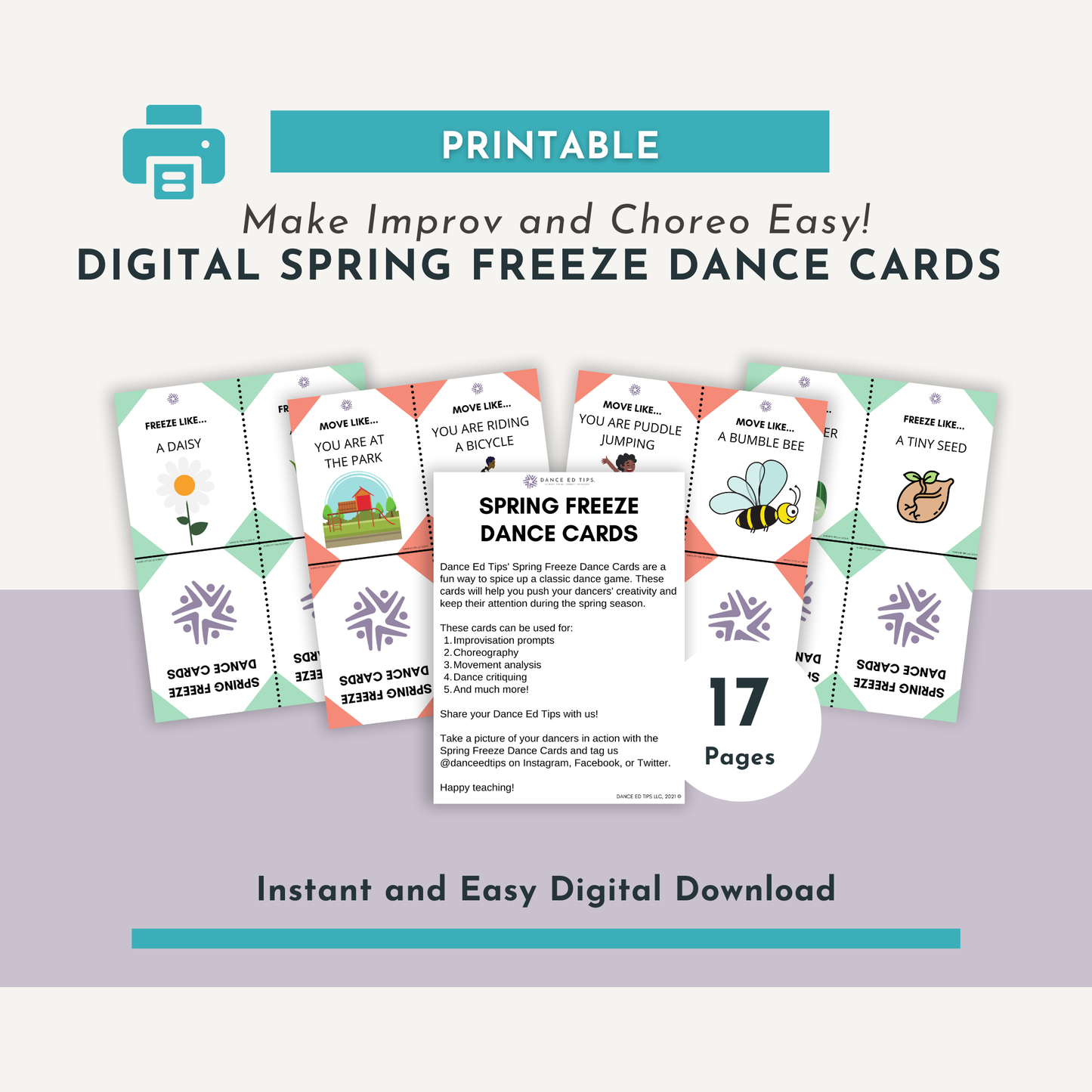 Spring Freeze Dance Cards