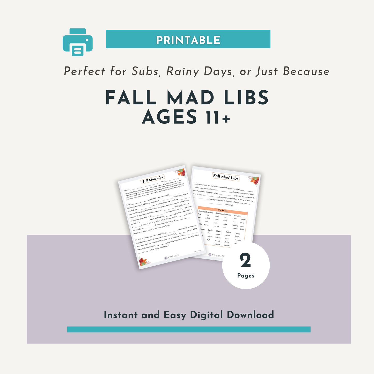 Fall Mad Libs for Ages 11+