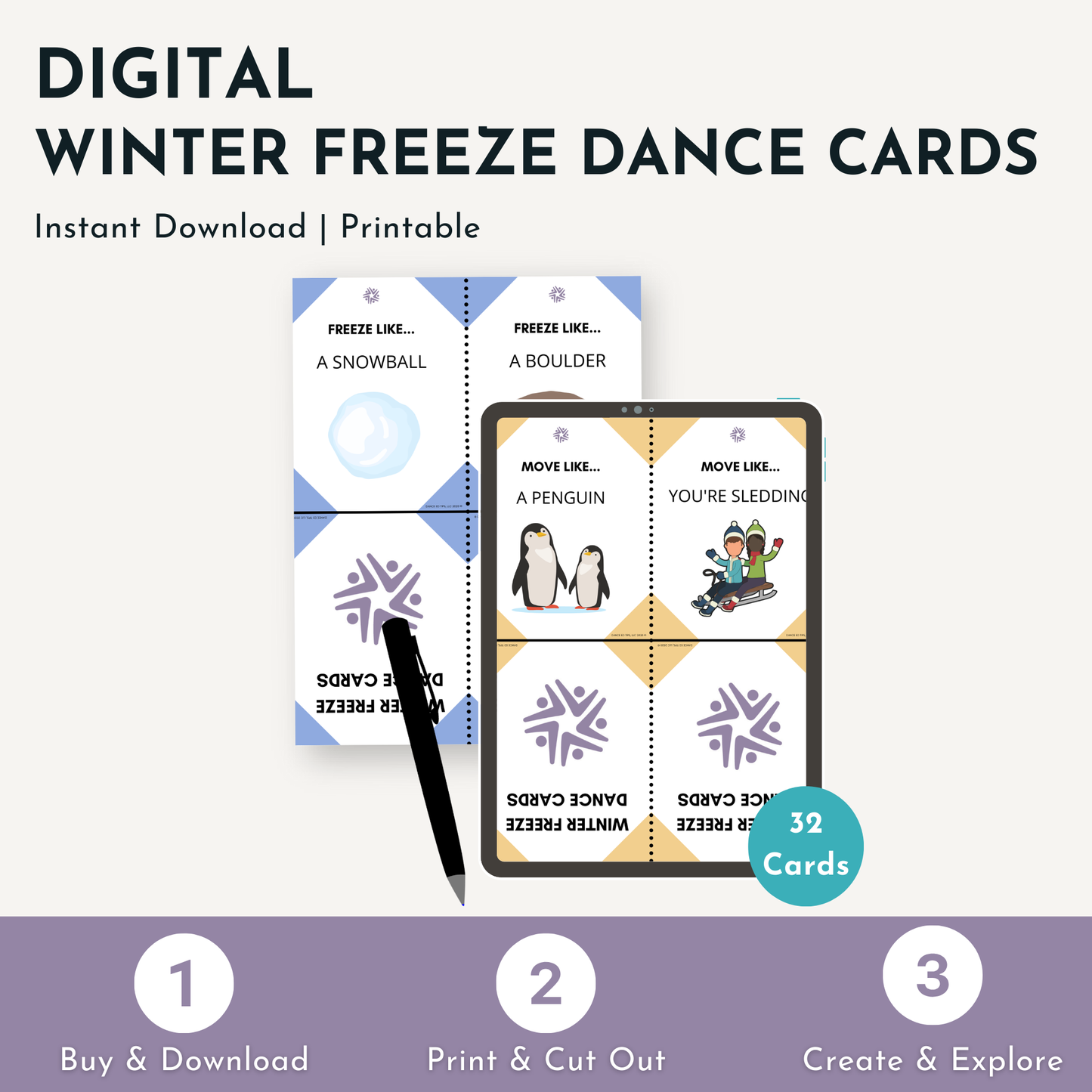 Winter Freeze Dance Cards