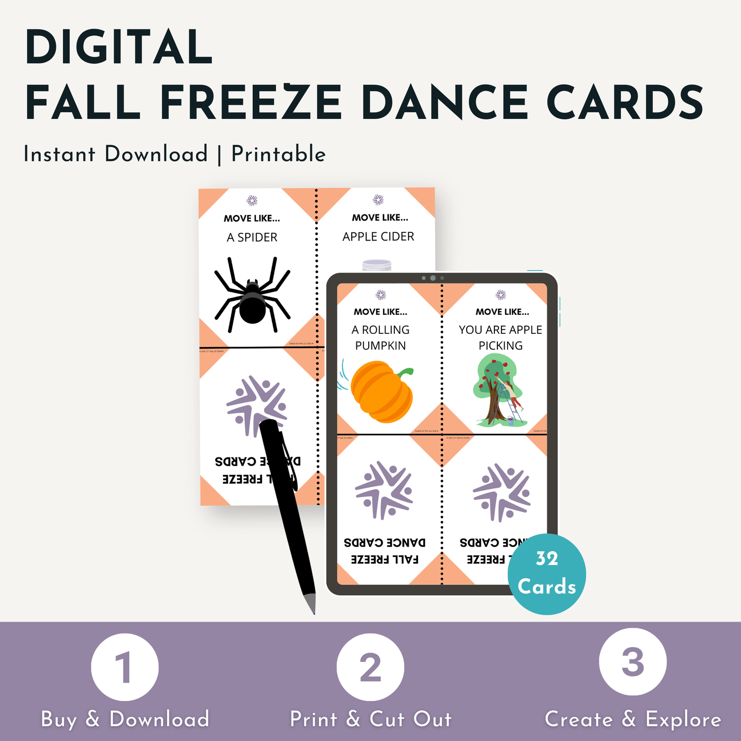 Fall Freeze Dance Cards