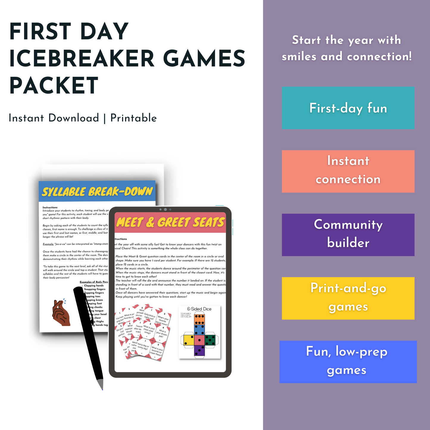 First Day Icebreaker Games Packet
