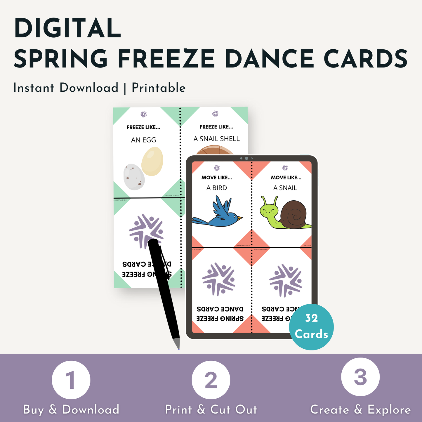 Spring Freeze Dance Cards