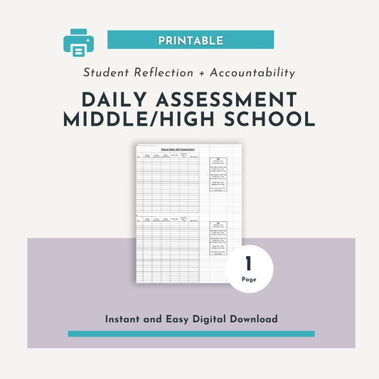 Daily Assessment Sheet (Middle/High School)
