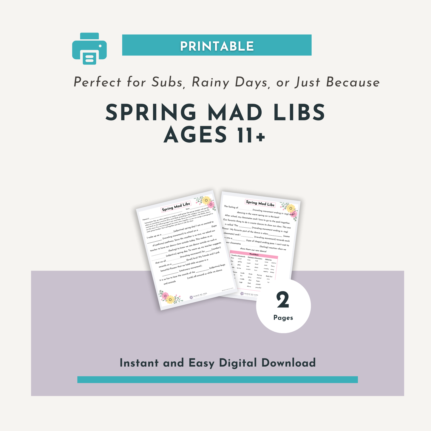 Spring Mad Libs Ages 11+