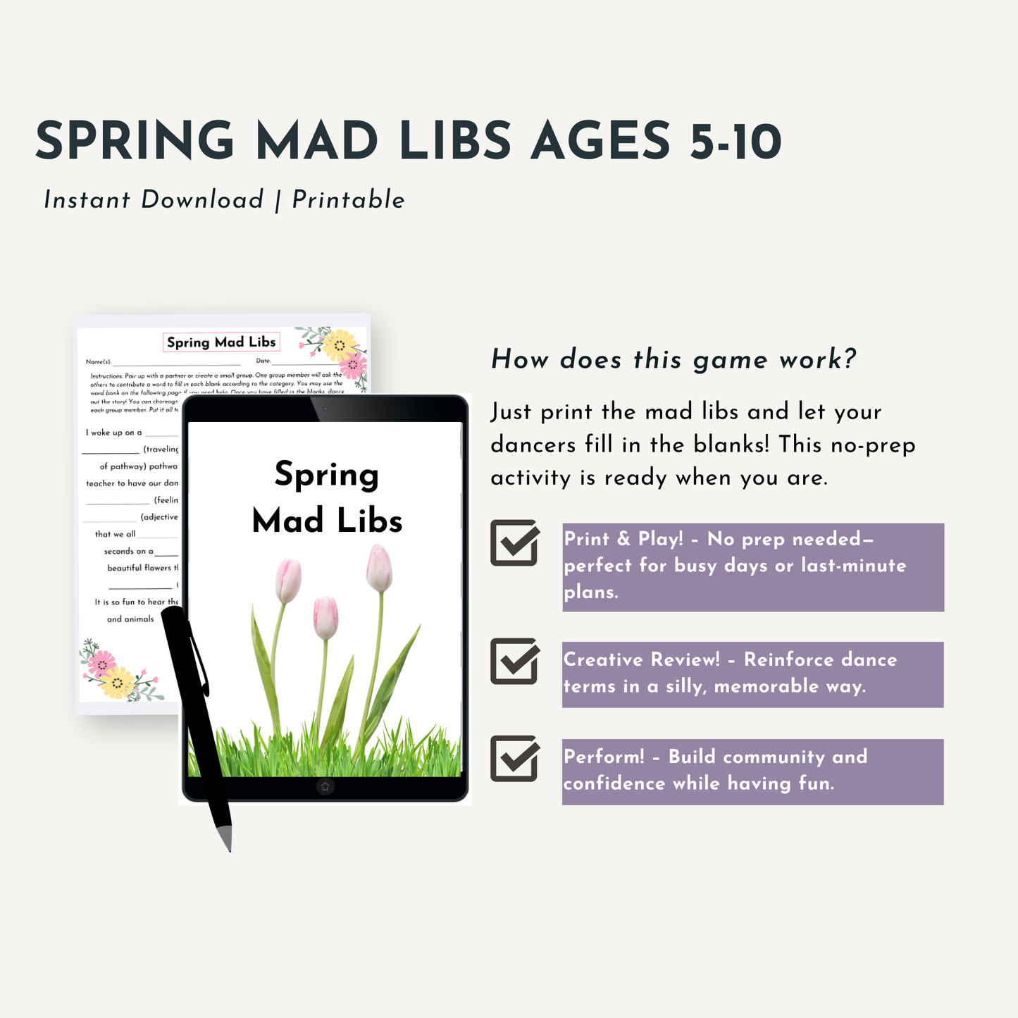 Spring Mad Libs Ages 5-10