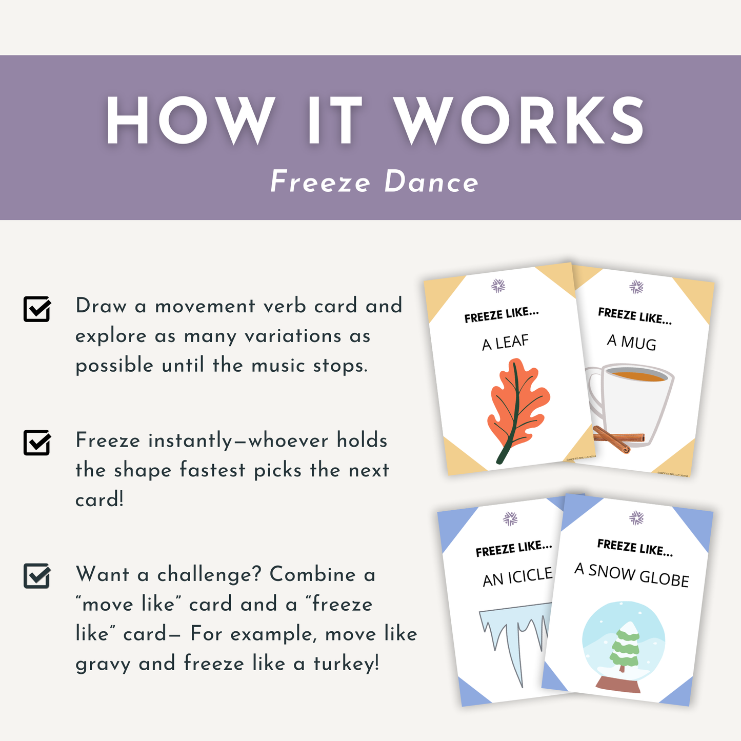 Seasonal Freeze Dance Cards Bundle
