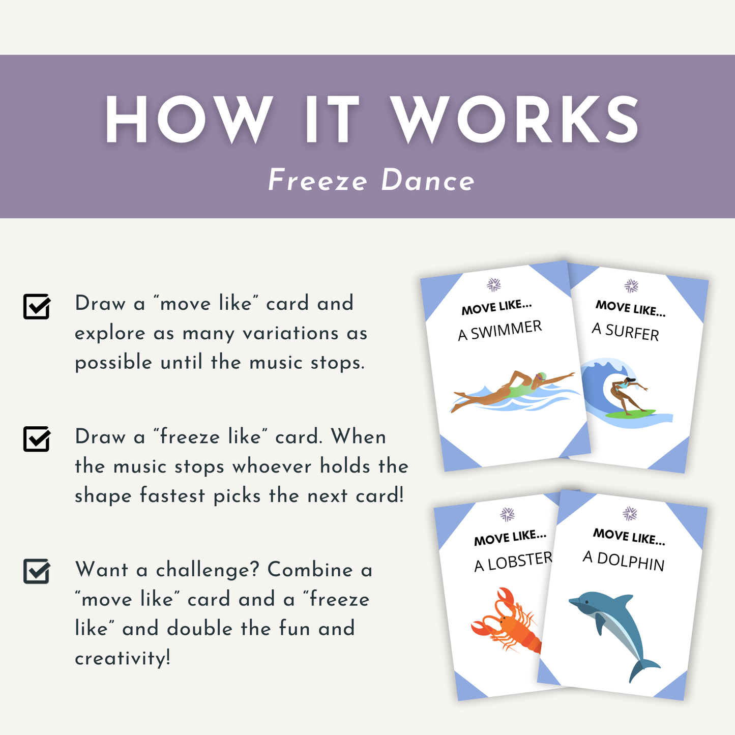 Summer Freeze Dance Cards