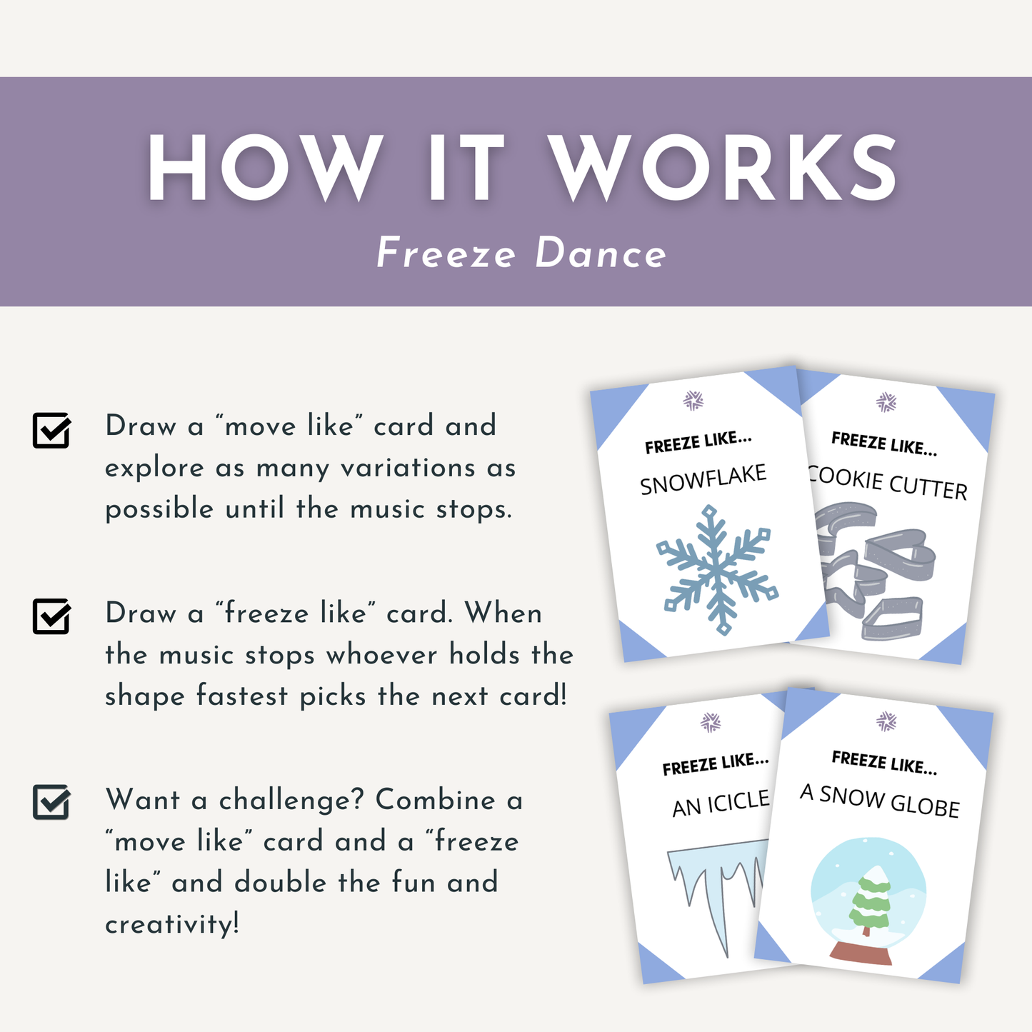 Winter Freeze Dance Cards