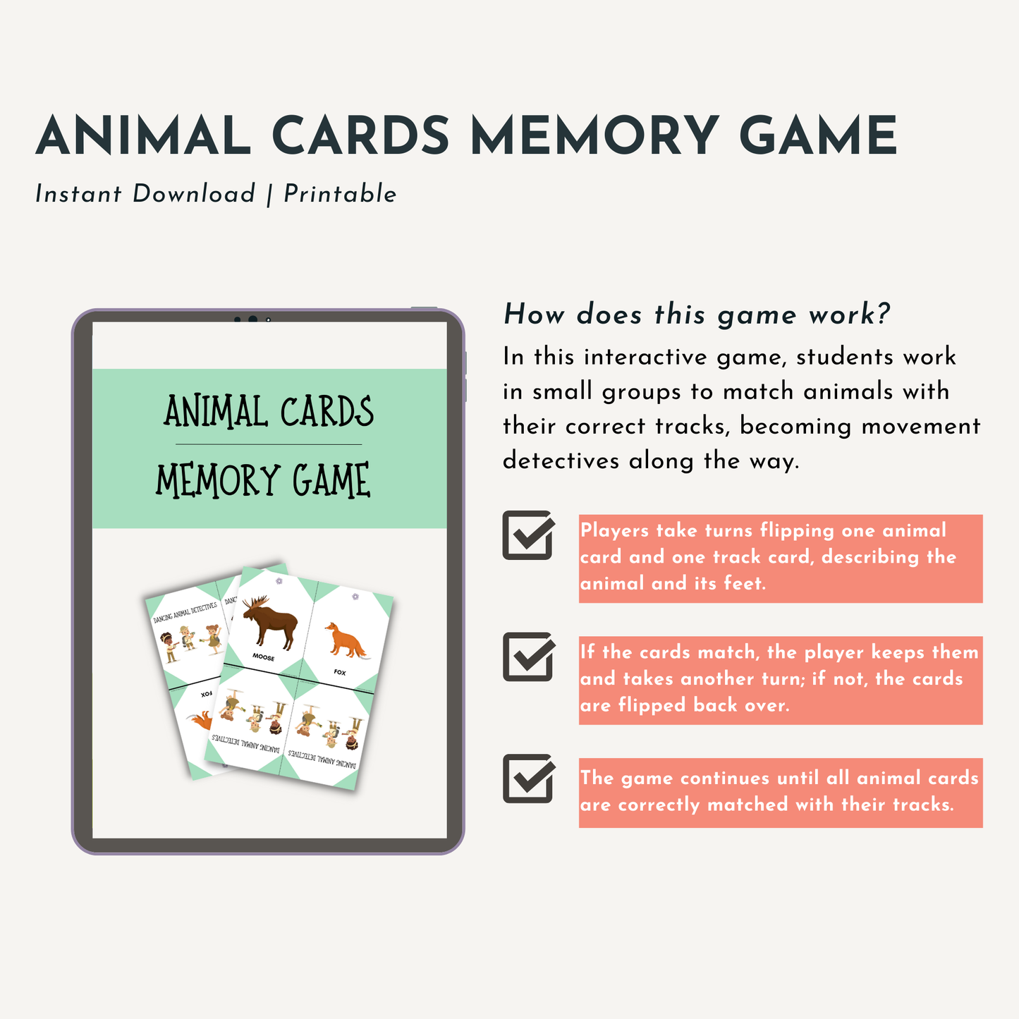 Dancing Animal Detective Cards & Games