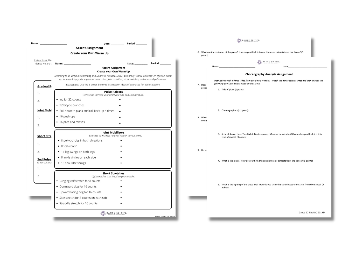 Absent Assignments for Middle/High School