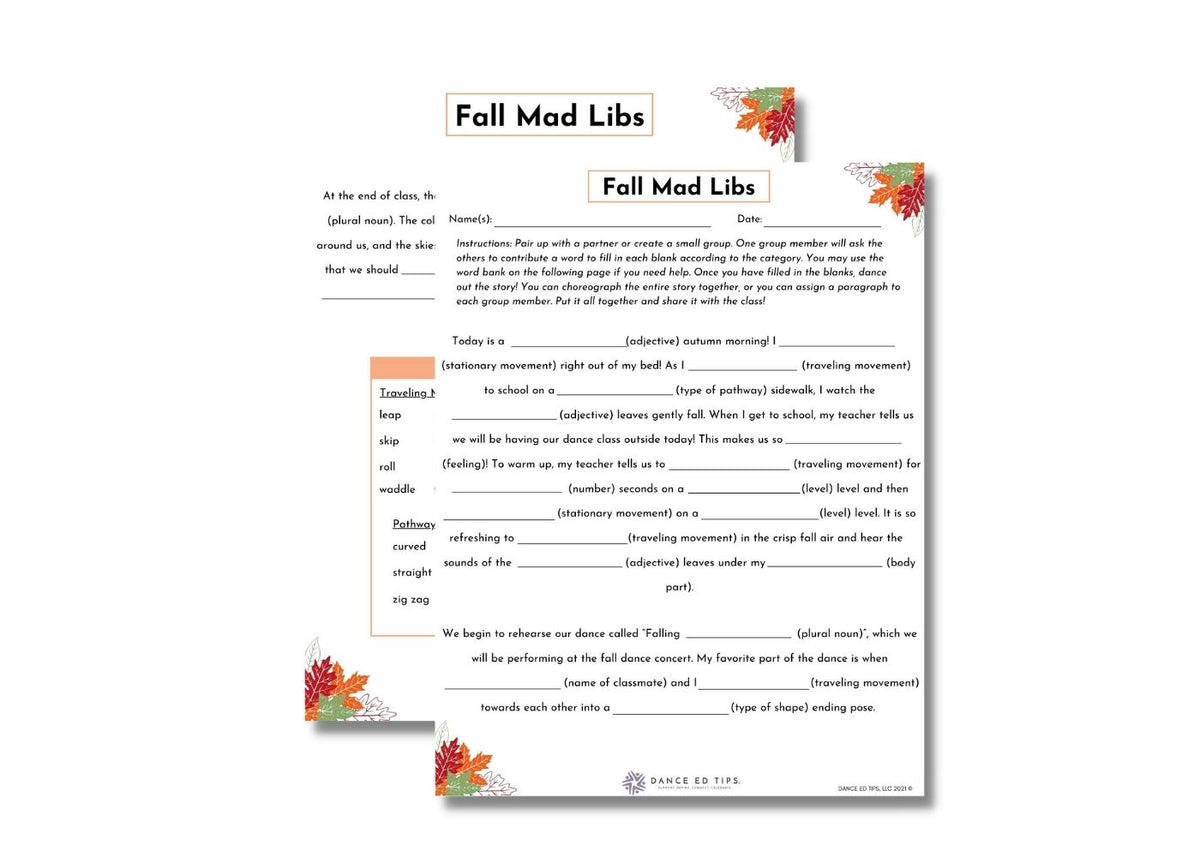 Fall Mad Libs for Ages 5-10