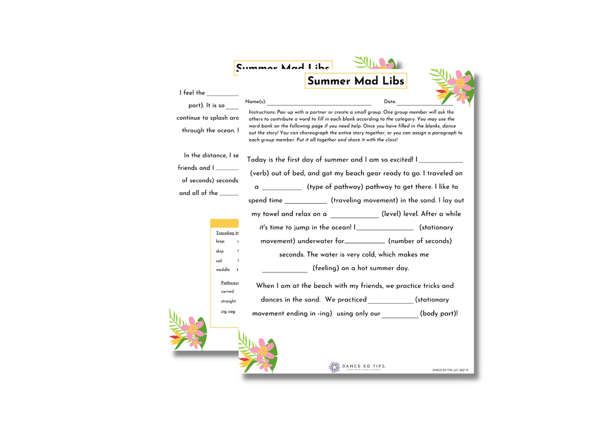 Summer Mad Libs Ages 5-10