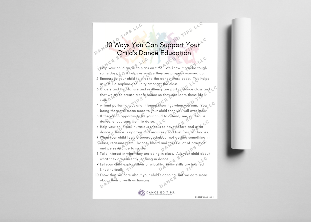 10 Ways to Support Your Child&#39;s Dance Education Poster (Physical Product)