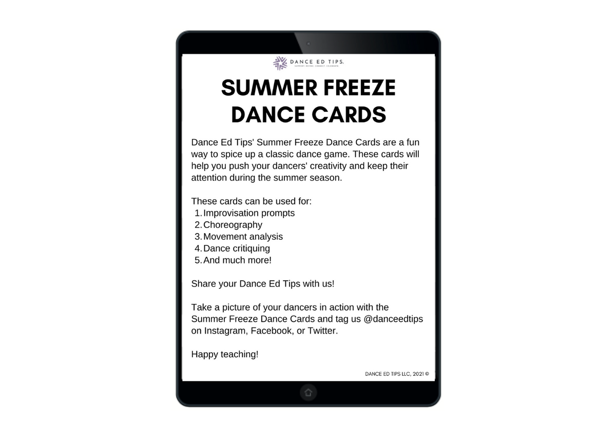 Summer Freeze Dance Cards