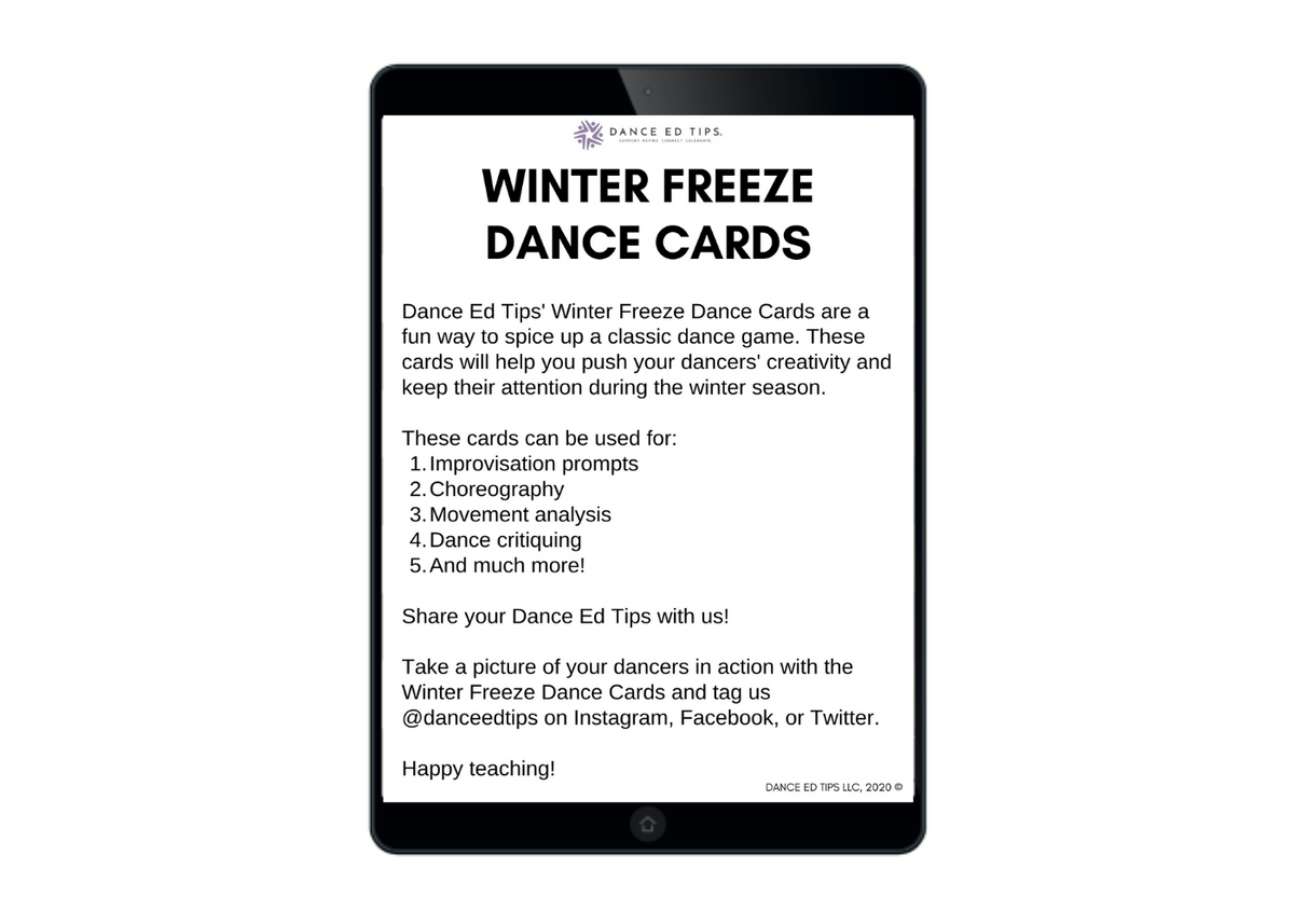 Winter Freeze Dance Cards
