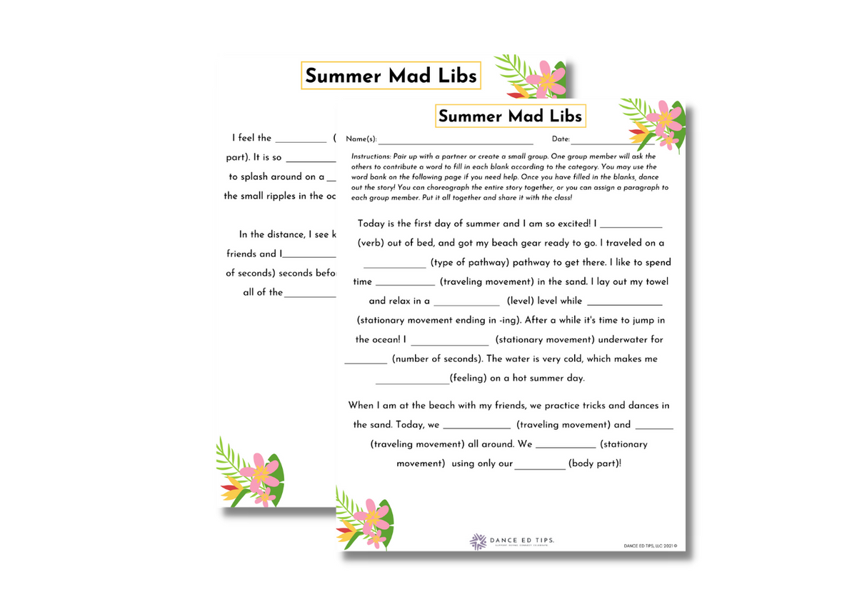 Summer Mad Libs 11+