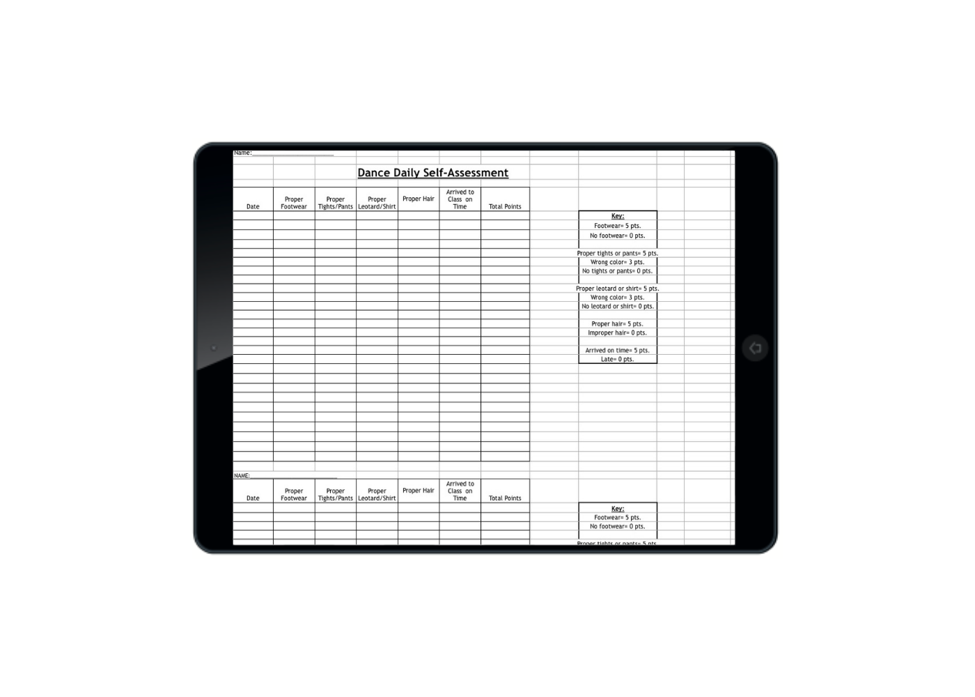 Daily Assessment Sheet (Middle/High School)
