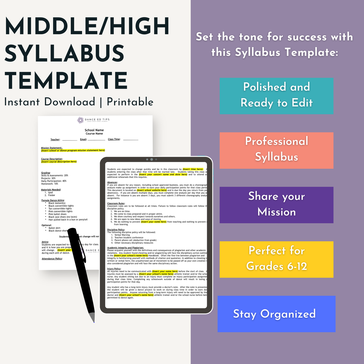 Middle/High School Syllabus Template
