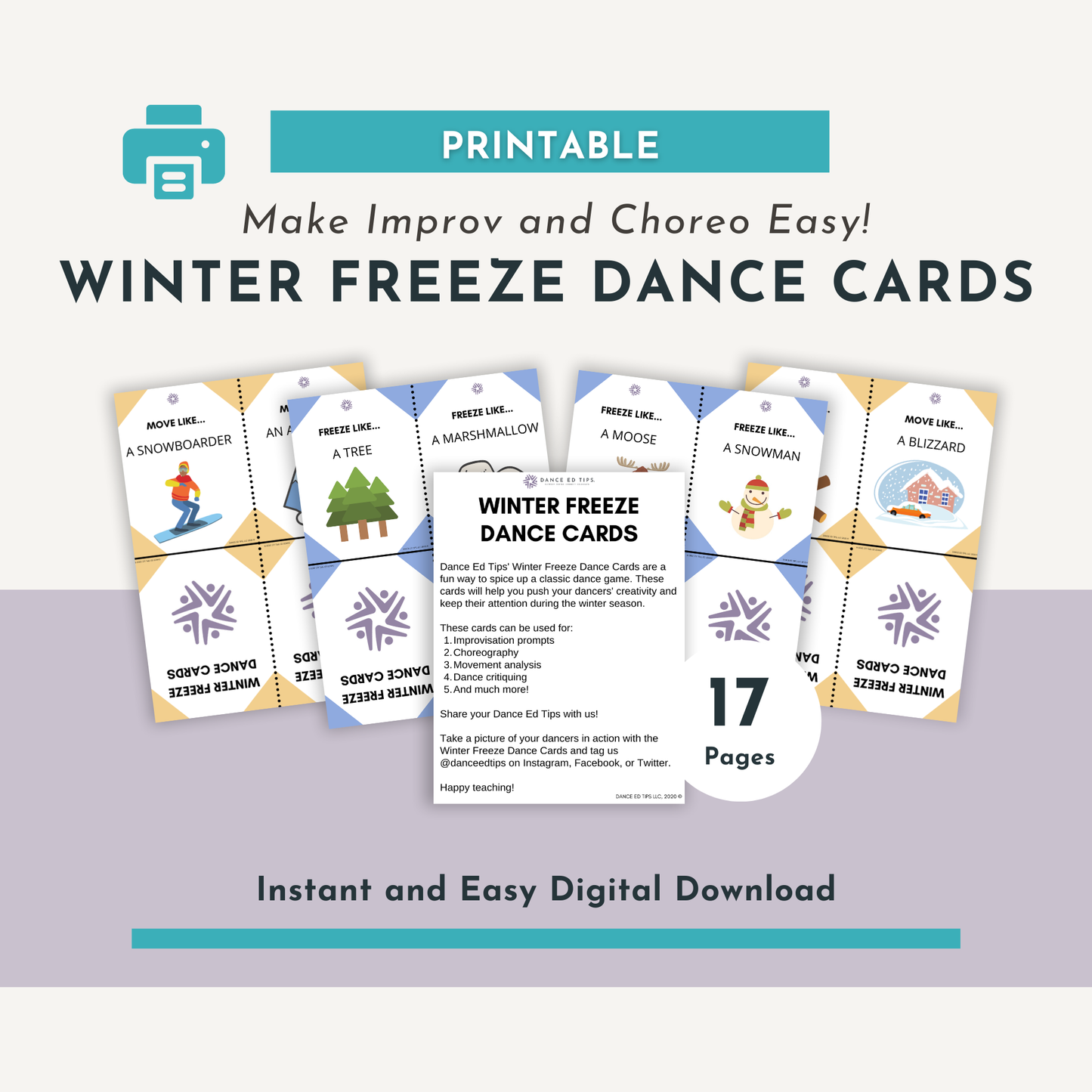 Winter Freeze Dance Cards