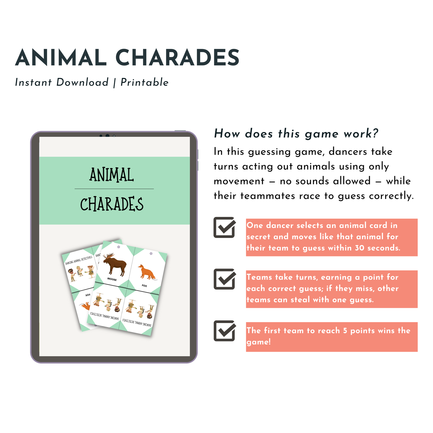 Dancing Animal Detective Cards & Games