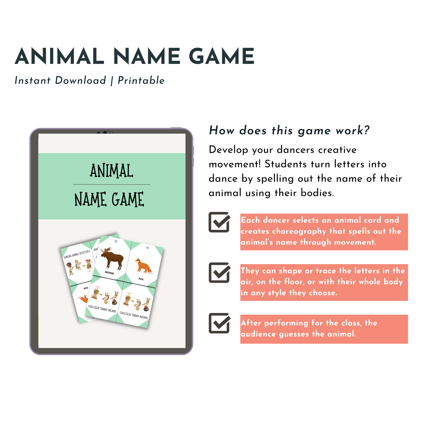 Dancing Animal Detective Cards & Games