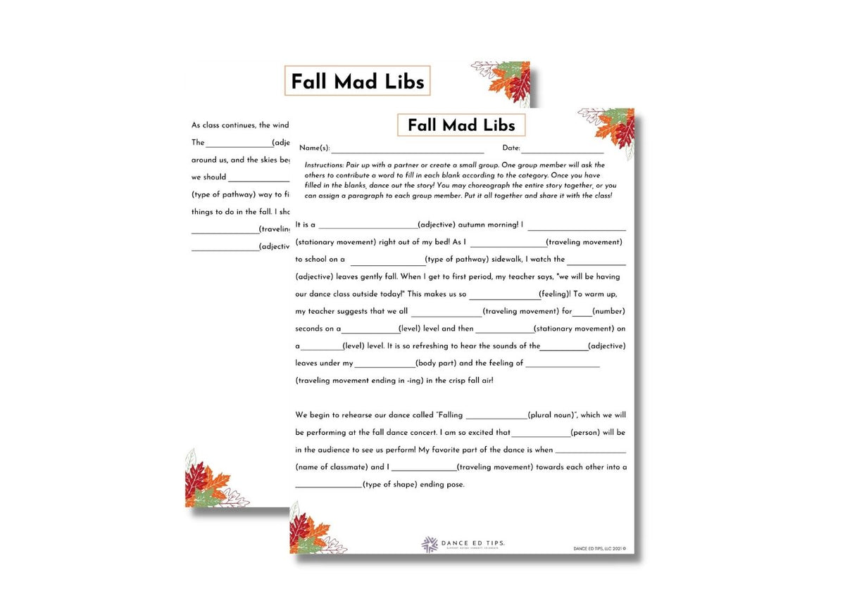 Fall Mad Libs for Ages 11+