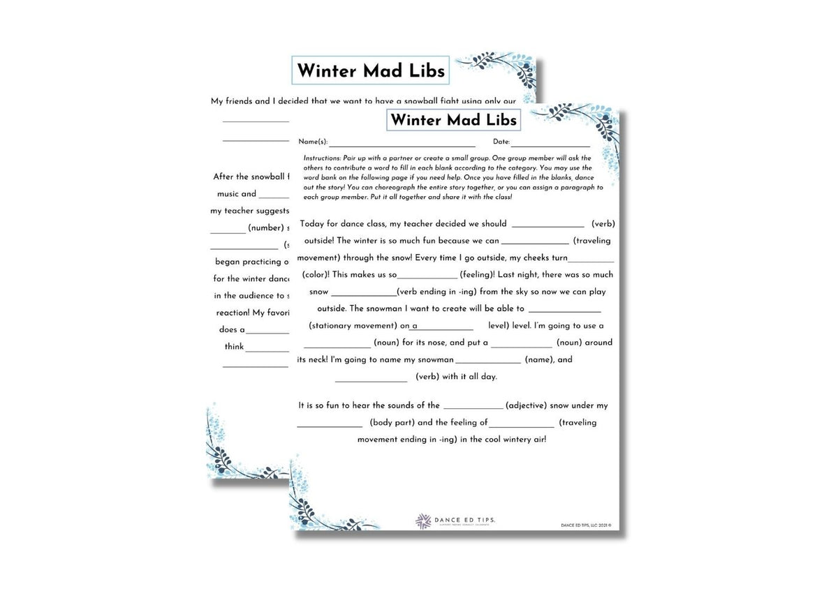 Winter Mad Libs Ages 11+