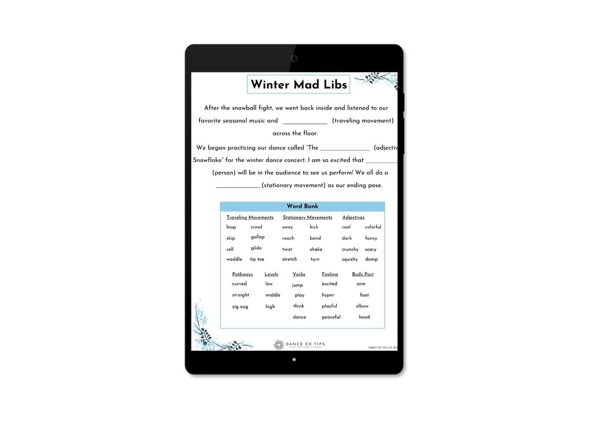 Winter Mad Libs Ages 5-10