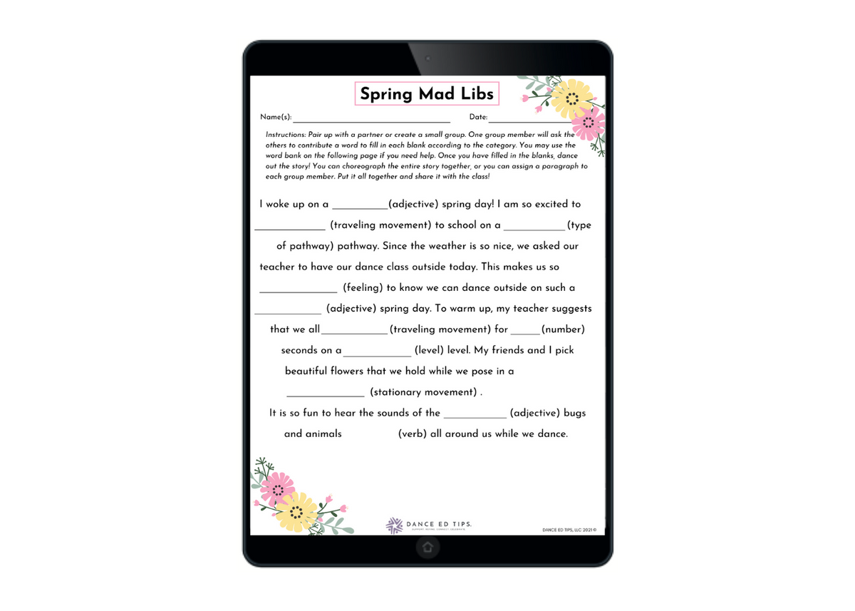 Spring Mad Libs Ages 5-10