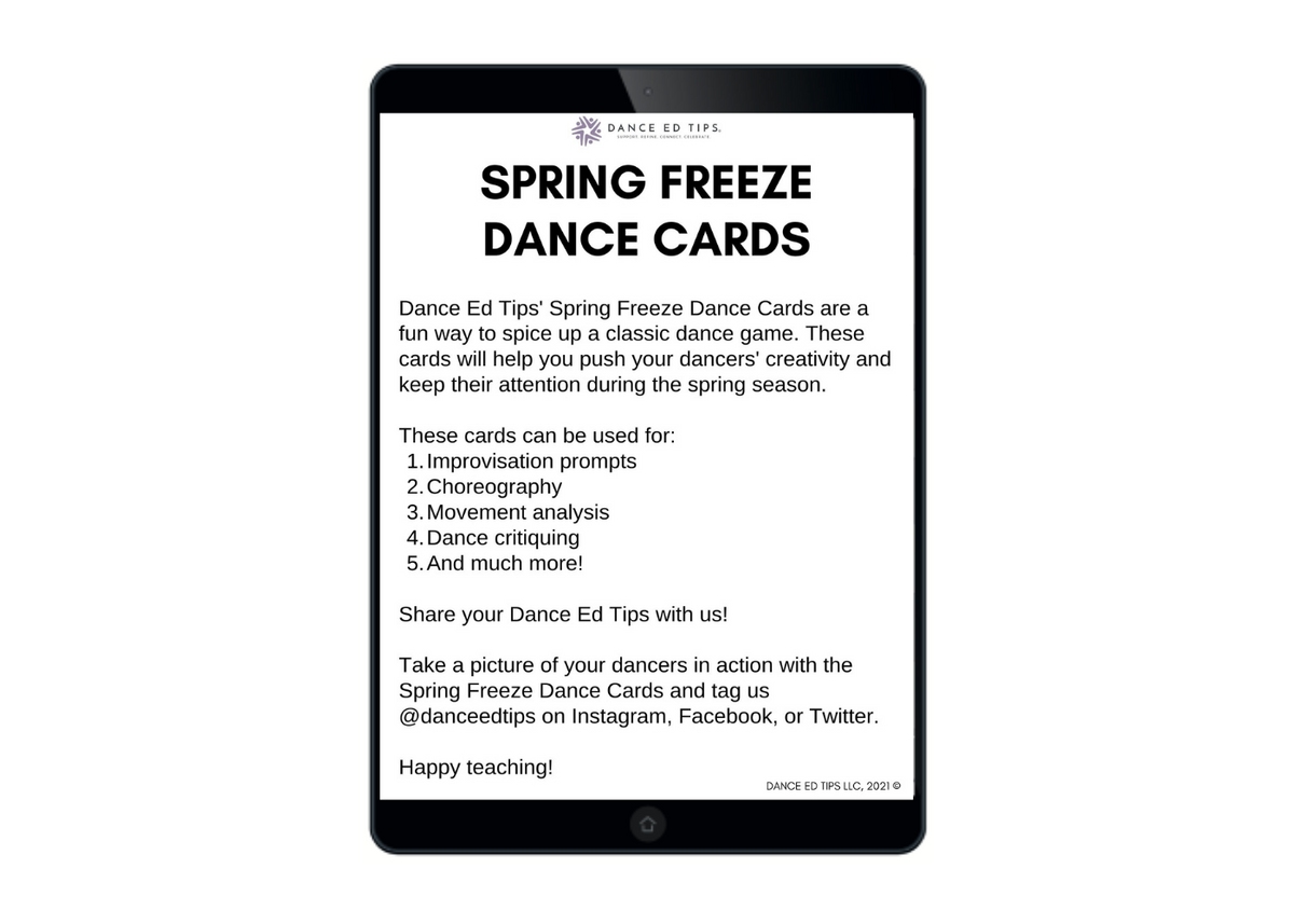 Spring Freeze Dance Cards