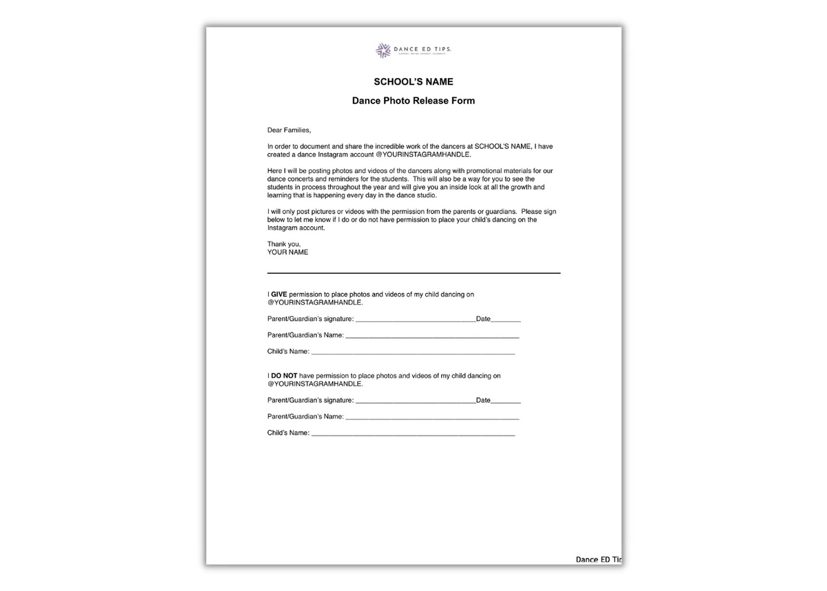 Photo Release Template (Digital Download)